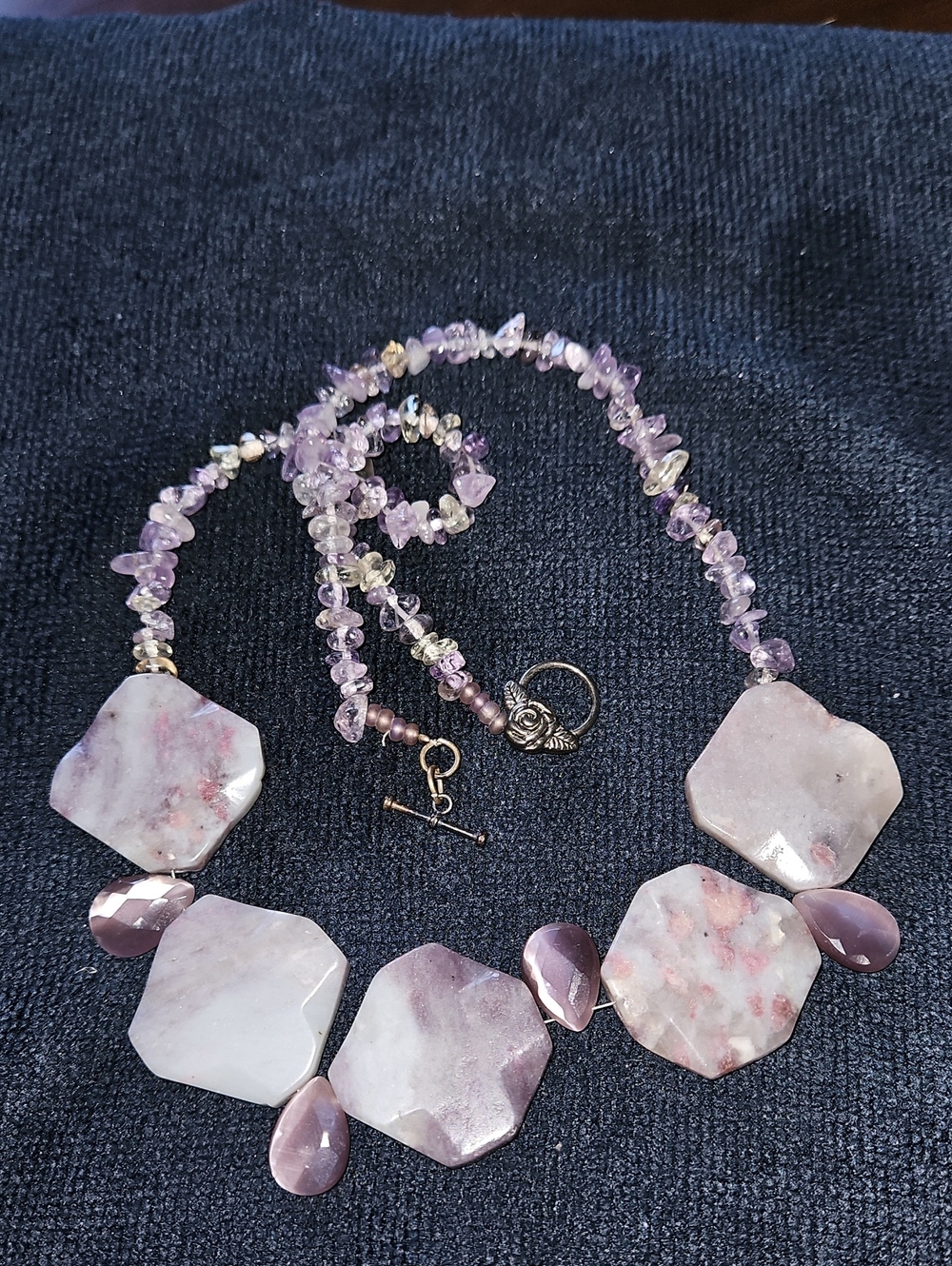 Vintage amethyst Handmade Purple Stone Beaded Necklace - Women's Jewelry